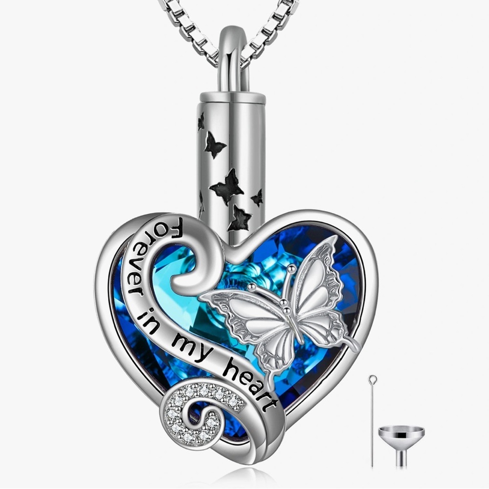 Forever in my heart butterfly urn necklace - new